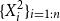 left brace upper X Subscript i Superscript 2 Baseline right brace Subscript i equals 1 colon n