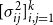 left bracket sigma Subscript i j Superscript 2 Baseline right bracket Subscript i comma j equals 1 Superscript k