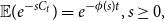 double struck upper E left parenthesis e Superscript minus s upper C Super Subscript t Superscript Baseline right parenthesis equals e Superscript minus phi left parenthesis s right parenthesis t Baseline comma s greater than or equals 0 comma