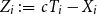 upper Z Subscript i Baseline colon equals c upper T Subscript i Baseline minus upper X Subscript i Baseline