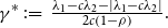 gamma Superscript asterisk Baseline colon equals StartFraction lamda 1 minus c lamda 2 minus StartAbsoluteValue lamda 1 minus c lamda 2 EndAbsoluteValue Over 2 c left parenthesis 1 minus rho right parenthesis EndFraction period