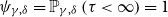 psi Subscript gamma comma delta Baseline equals double struck upper P Subscript gamma comma delta Baseline left parenthesis tau less than normal infinity right parenthesis equals 1