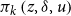 pi Subscript k Baseline left parenthesis z comma delta comma u right parenthesis