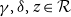 gamma comma delta comma z element of script upper R