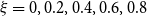 xi equals 0 comma 0.2 comma 0.4 comma 0.6 comma 0.8