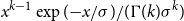 x Superscript k minus 1 Baseline exp left parenthesis negative x divided by sigma right parenthesis divided by left parenthesis normal upper Gamma left parenthesis k right parenthesis sigma Superscript k Baseline right parenthesis