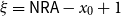 xi equals sans serif upper N sans serif upper R sans serif upper A minus x 0 plus 1