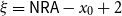 xi equals sans serif upper N sans serif upper R sans serif upper A minus x 0 plus 2