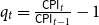 q Subscript t Baseline equals StartFraction sans serif upper C sans serif upper P sans serif upper I Subscript t Baseline Over sans serif upper C sans serif upper P sans serif upper I Subscript t minus 1 Baseline EndFraction minus 1