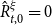 ModifyingAbove upper R With caret Subscript t comma 0 Superscript xi Baseline equals 0