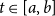 t element of left bracket a comma b right bracket