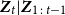 bold italic upper Z Subscript t Baseline vertical bar bold italic upper Z Subscript 1 colon t minus 1 Baseline