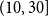 left parenthesis 10 comma 30 right bracket