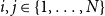 i comma j element of StartSet 1 comma ellipsis comma upper N EndSet