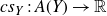 c s Subscript upper Y Baseline colon upper A left parenthesis upper Y right parenthesis right arrow double struck upper R