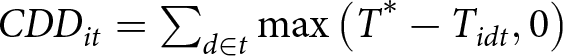 CDDit equals sigma summation d element of tmax left parenthesis upper T asterisk minus Tidt comma 0 right parenthesis