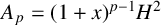upper A Subscript p Baseline equals left parenthesis 1 plus x right parenthesis Superscript p minus 1 Baseline upper H squared