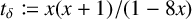 t sub delta is defined as x (x + 1) all over (1 - 8x)