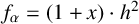 f Subscript alpha Baseline equals left parenthesis 1 plus x right parenthesis dot h squared