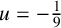u equals negative one ninth