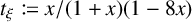 t sub xi is defined as x all over (1 + x)(1 - 8x)