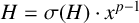 upper H equals sigma left parenthesis upper H right parenthesis dot x Superscript p minus 1