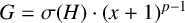 upper G equals sigma left parenthesis upper H right parenthesis dot left parenthesis x plus 1 right parenthesis Superscript p minus 1