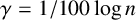 gamma equals 1 divided by 100 log n