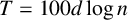 upper T equals 100 d log n