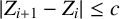 StartAbsoluteValue upper Z Subscript i plus 1 Baseline minus upper Z Subscript i Baseline EndAbsoluteValue less than or equals c