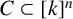 upper C subset of left bracket k right bracket Superscript n