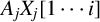 upper A Subscript j Baseline upper X Subscript j Baseline left bracket 1 midline horizontal ellipsis i right bracket