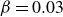 beta equals 0.03