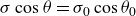 sigma cosine theta equals sigma 0 cosine theta 0