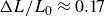 normal upper Delta upper L divided by upper L 0 almost equals 0.17