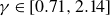 gamma element of left bracket 0.71 comma 2.14 right bracket