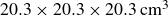 20.3 times 20.3 times 20.3 normal c normal m cubed