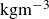 normal k normal g normal m Superscript negative 3