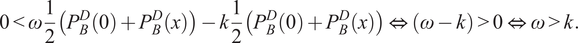0 less than omega 12 PBD 0 plus PBDx minus k 12 PBD 0 plus PBDx left right double arrow omega minus k greater than 0 left right double arrow omega greater than k period