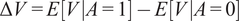 upper Delta upper V equals EVA equals 1 minus EVA equals 0