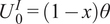 upper U 0 upper I equals 1 minus x theta