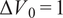 upper Delta upper V 0 equals 1