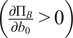partial differential upper Pi upper B partial differential b 0 greater than 0