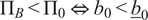 upper Pi upper B less than upper Pi 0 left right double arrow b 0 less than b bar 0