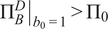 upper Pi BDb 0 equals 1 greater than upper Pi 0