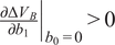 partial differential upper Delta VB partial differential b 1 b 0 equals 0 greater than 0
