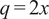 q equals 2 x