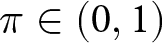 pi element of left parenthesis 0 comma 1 right parenthesis