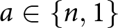 a element of left brace n comma 1 right brace