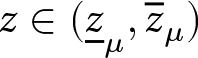 z element of left parenthesis z quotation dash mu comma z quotation dash mu right parenthesis